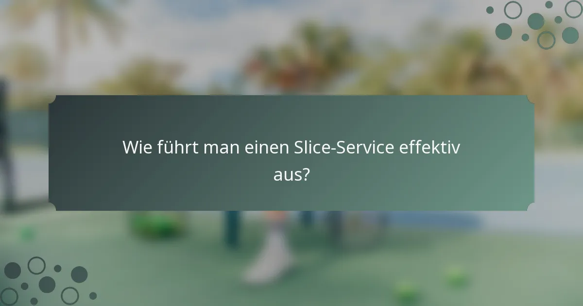 Wie führt man einen Slice-Service effektiv aus?