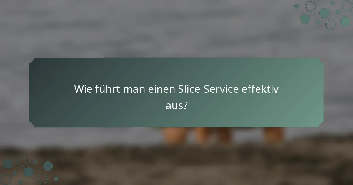 Wie führt man einen Slice-Service effektiv aus?